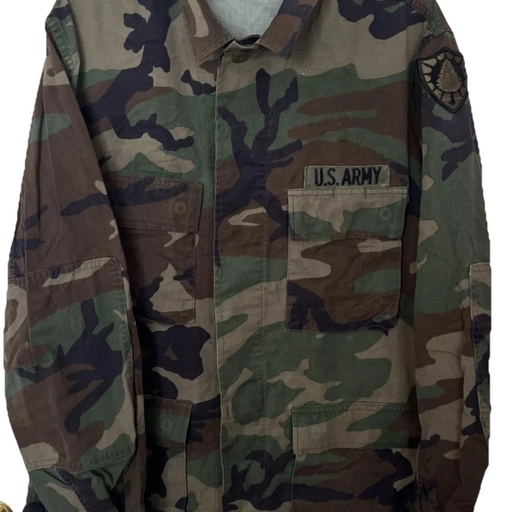 US Army Combat Jacket Mens Camo Woodland Hot Weather Military Coat Medium Reg